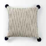 Mercana Krystal 18 x 18 Cream/Black Pom Pom Decorative Pillow Cover
