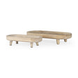 Mercana Carver Set of 2 Oblong White Washed Wood Footed Trays