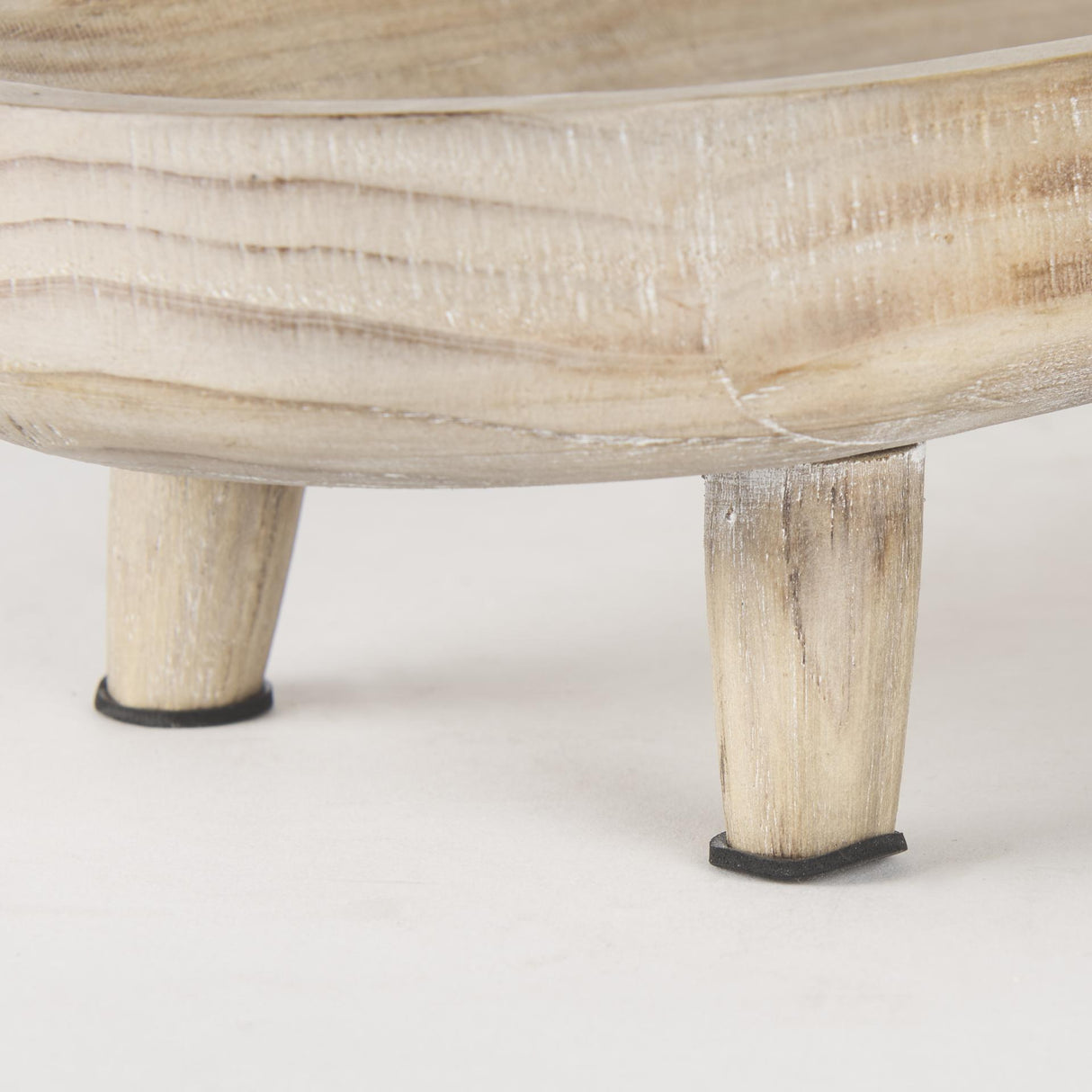 Mercana Carver Set of 2 Oblong White Washed Wood Footed Trays