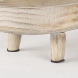 Mercana Carver Set of 2 Oblong White Washed Wood Footed Trays