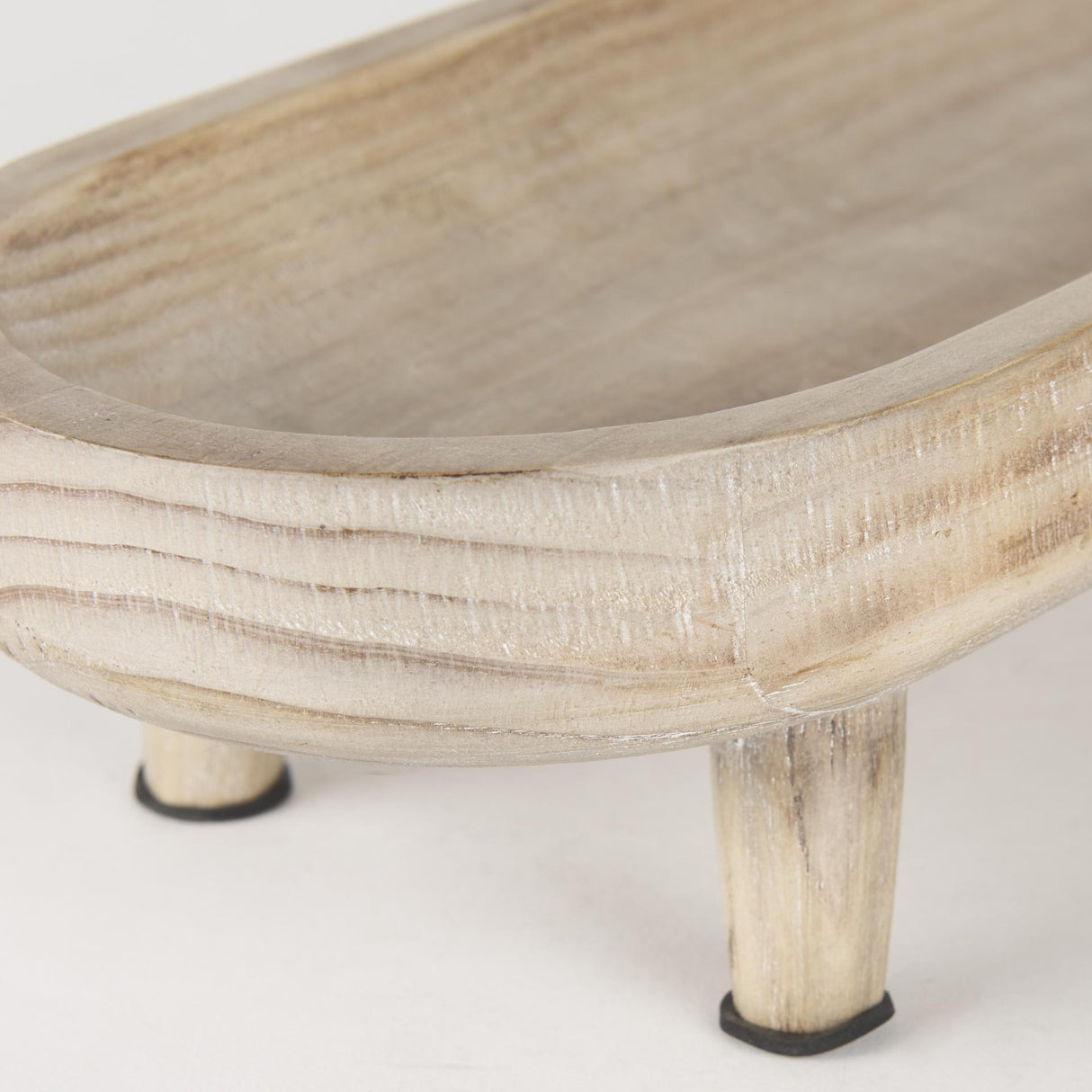 Mercana Carver Set of 2 Oblong White Washed Wood Footed Trays