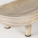 Mercana Carver Set of 2 Oblong White Washed Wood Footed Trays