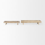 Mercana Carver Set of 2 Rectangular White Washed Wood Trays