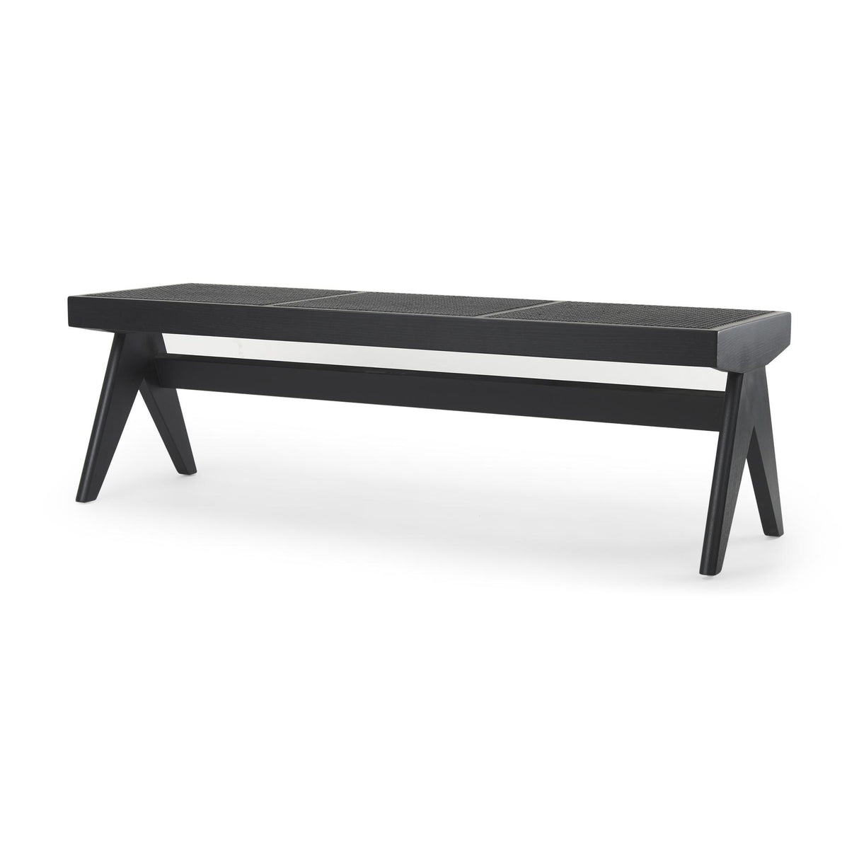 Mercana Arvin 59.1L x 17.7W x 18.1H Black Wooden Bench