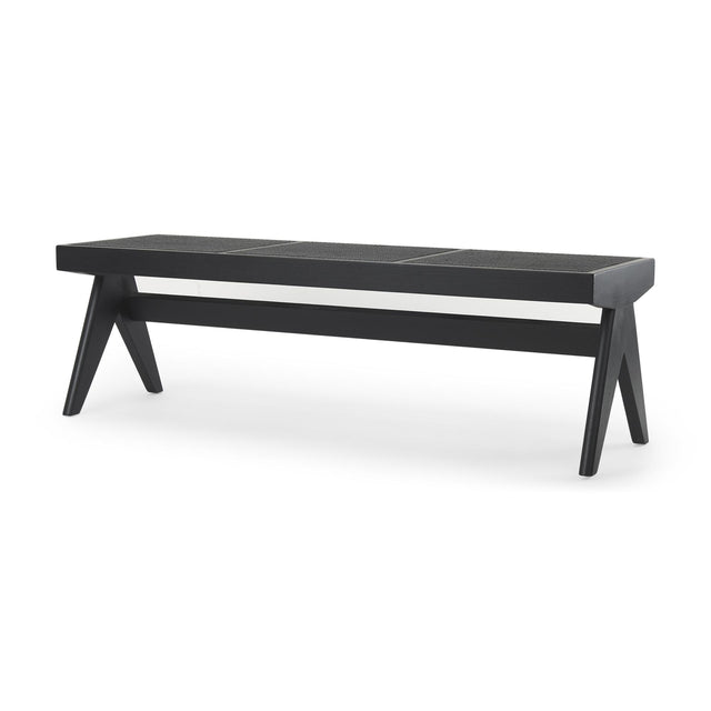 Mercana Arvin 59.1L x 17.7W x 18.1H Black Wooden Bench
