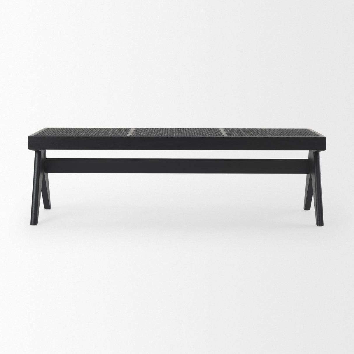 Mercana Arvin 59.1L x 17.7W x 18.1H Black Wooden Bench