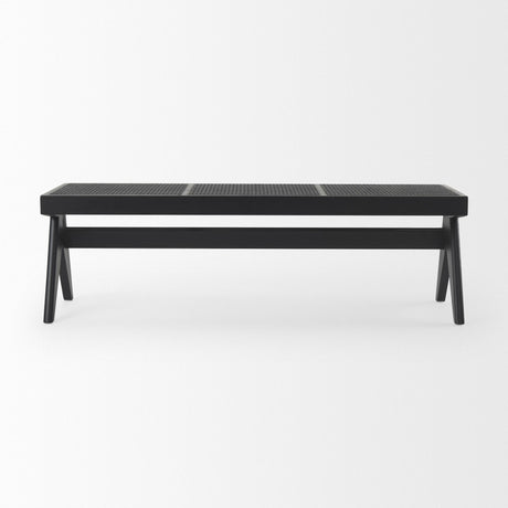 Mercana Arvin 59.1L x 17.7W x 18.1H Black Wooden Bench