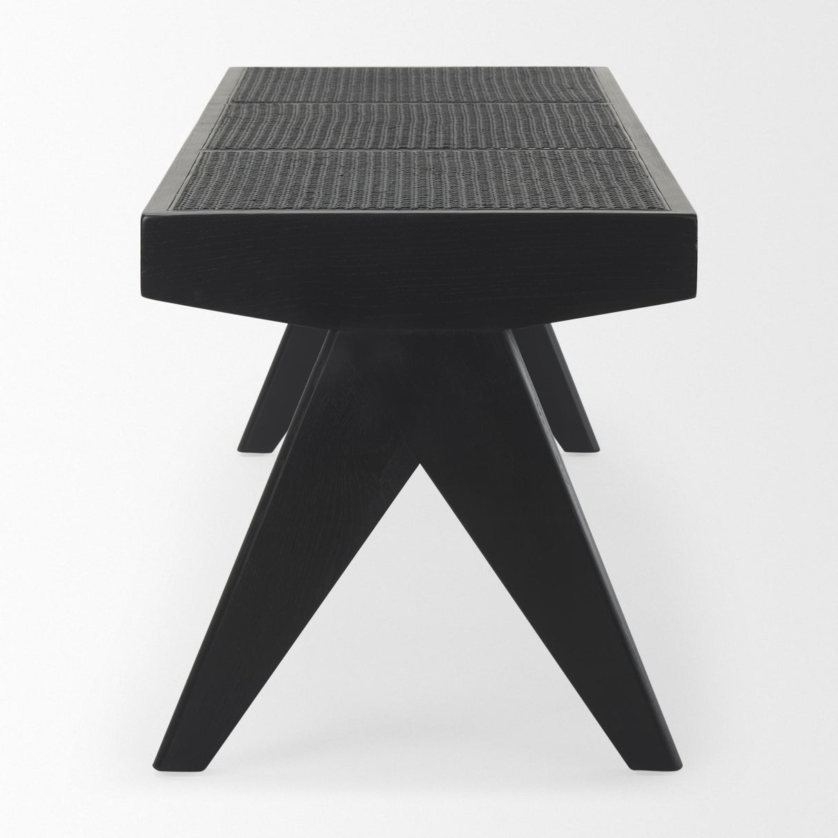 Mercana Arvin 59.1L x 17.7W x 18.1H Black Wooden Bench