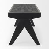 Mercana Arvin 59.1L x 17.7W x 18.1H Black Wooden Bench