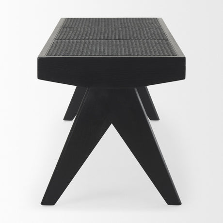 Mercana Arvin 59.1L x 17.7W x 18.1H Black Wooden Bench