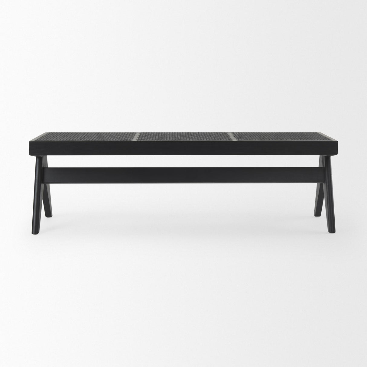Mercana Arvin 59.1L x 17.7W x 18.1H Black Wooden Bench