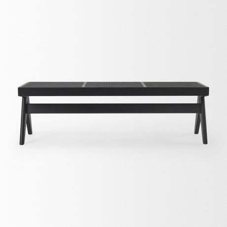 Mercana Arvin 59.1L x 17.7W x 18.1H Black Wooden Bench