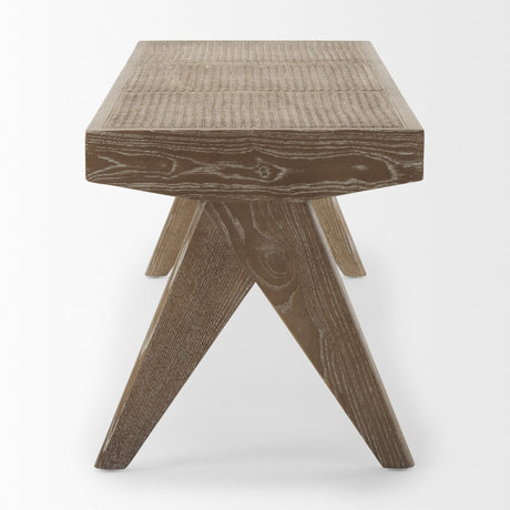 Mercana Arvin 59.1L x 17.7W x 18.1H Brown Wooden Bench