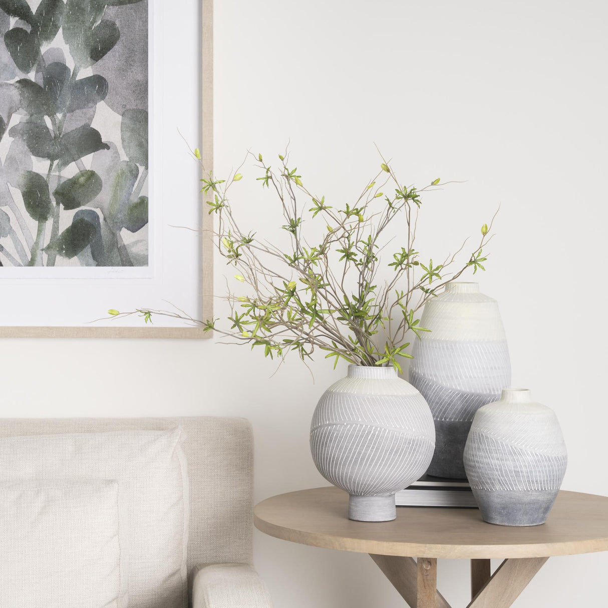Mercana Blume 10H Off-White w/ Gray Textured Vase