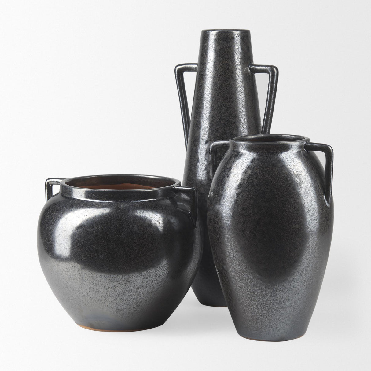 Mercana Kora Medium Dark Metallic Double Ear Vase