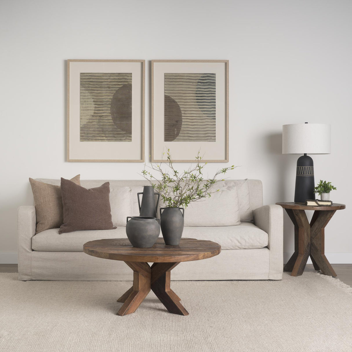 Mercana Kilian Short Brown-Gray Double Ear Vase