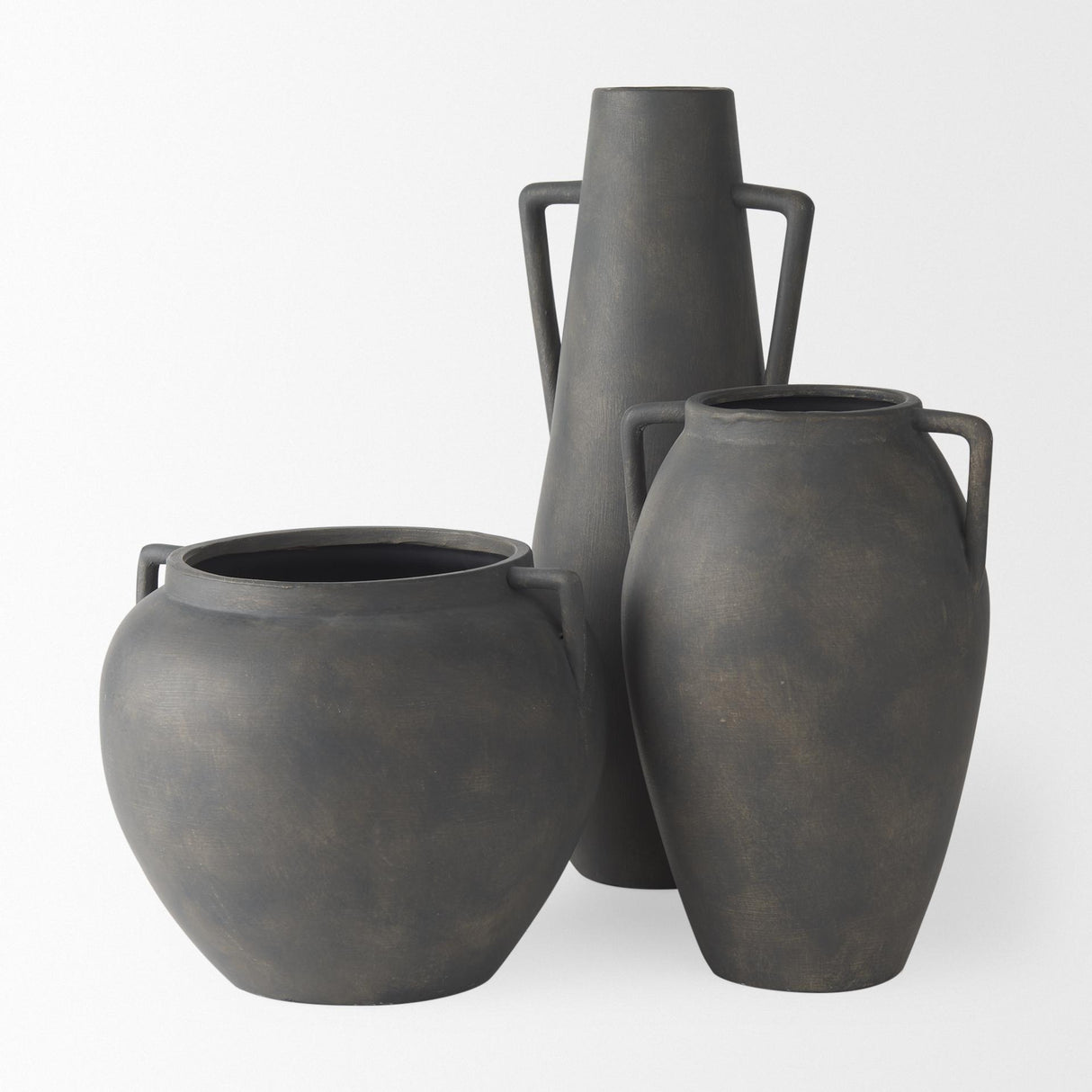 Mercana Kilian Tall Matte Brown-Gray Double Ear Vase