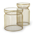 Mercana Shani Set of 2 Round, Gold Metal w/ Glass Accent Tables