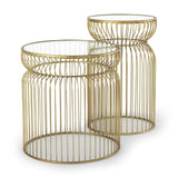 Mercana Shani Set of 2 Round, Gold Metal w/ Glass Accent Tables