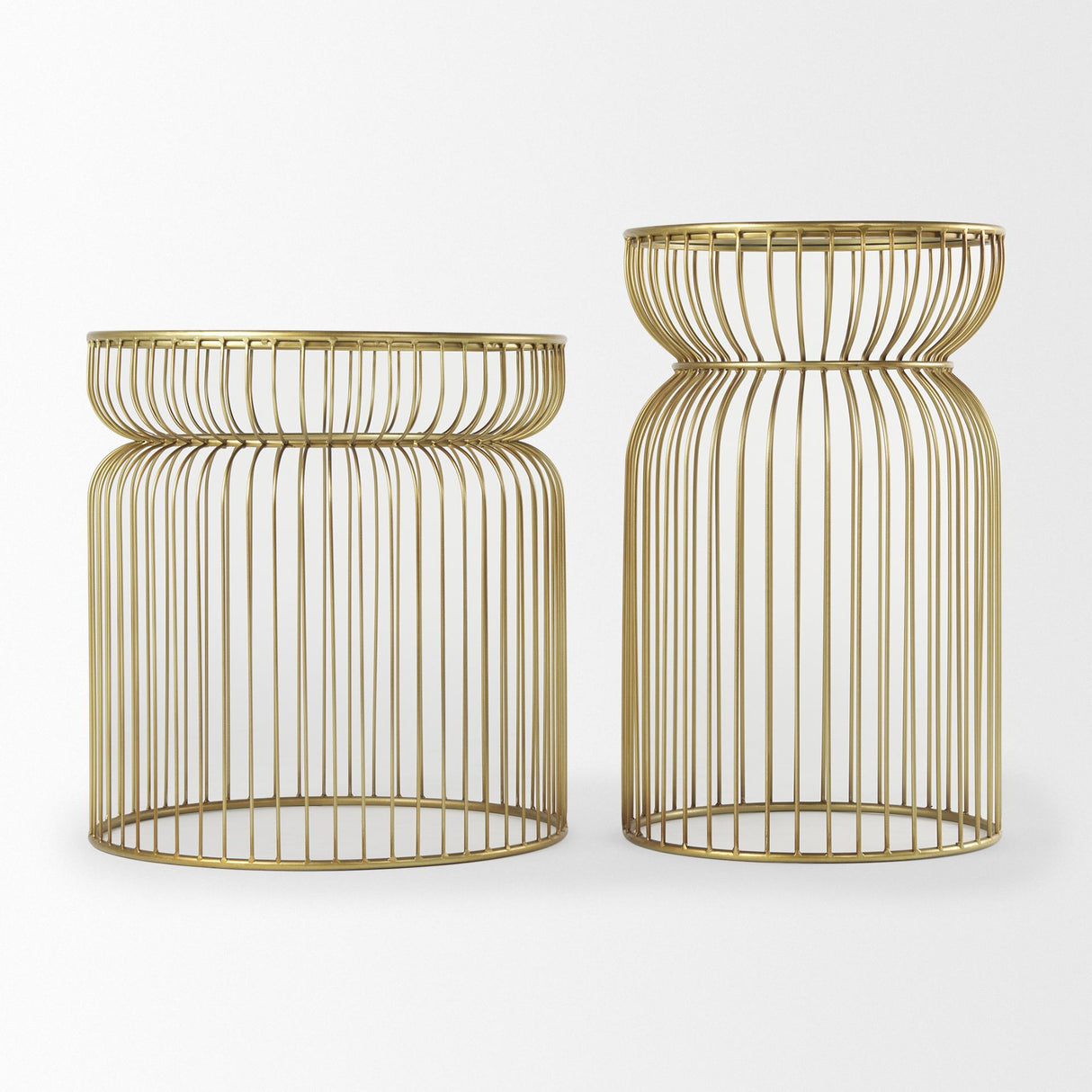 Mercana Shani Set of 2 Round, Gold Metal w/ Glass Accent Tables