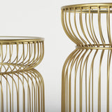 Mercana Shani Set of 2 Round, Gold Metal w/ Glass Accent Tables