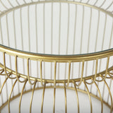 Mercana Shani Set of 2 Round, Gold Metal w/ Glass Accent Tables