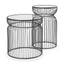 Mercana Shani Set of 2 Round, Black Metal w/ Glass, Accent Tables