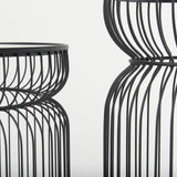 Mercana Shani Set of 2 Round, Black Metal w/ Glass, Accent Tables
