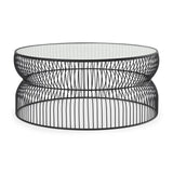 Mercana Shani Round Black Metal w/ Glass Coffee Table