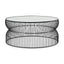 Mercana Shani Round Black Metal w/ Glass Coffee Table