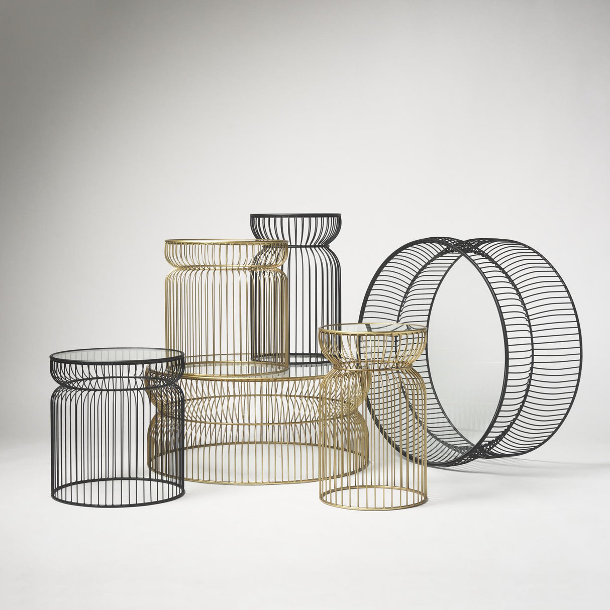 Mercana Shani Round Black Metal w/ Glass Coffee Table