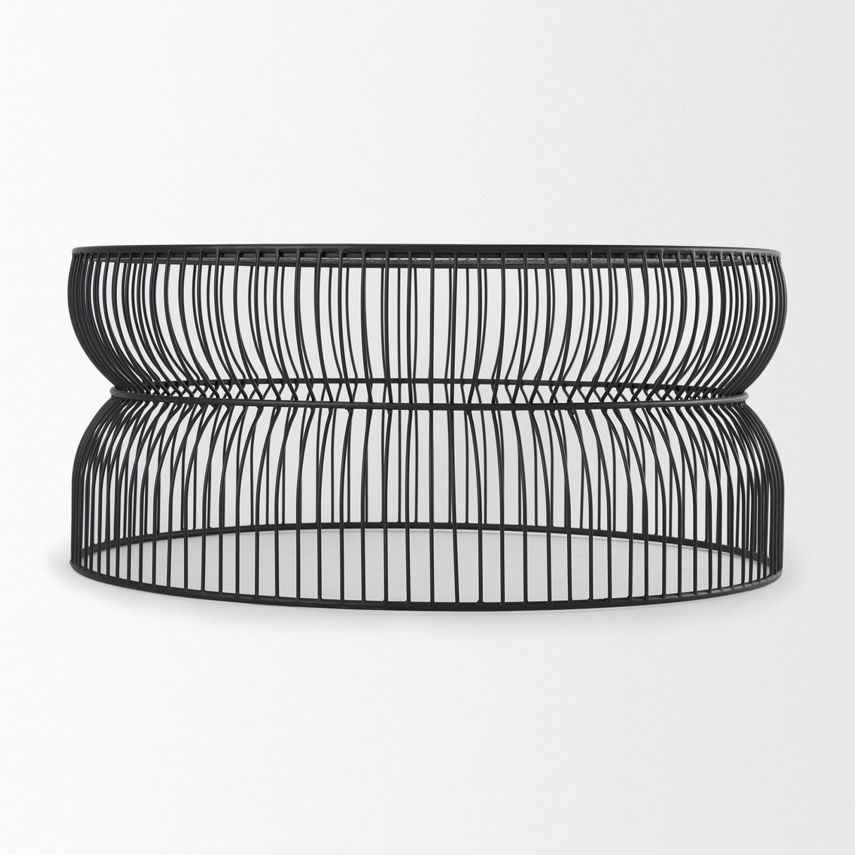 Mercana Shani Round Black Metal w/ Glass Coffee Table