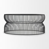 Mercana Shani Round Black Metal w/ Glass Coffee Table