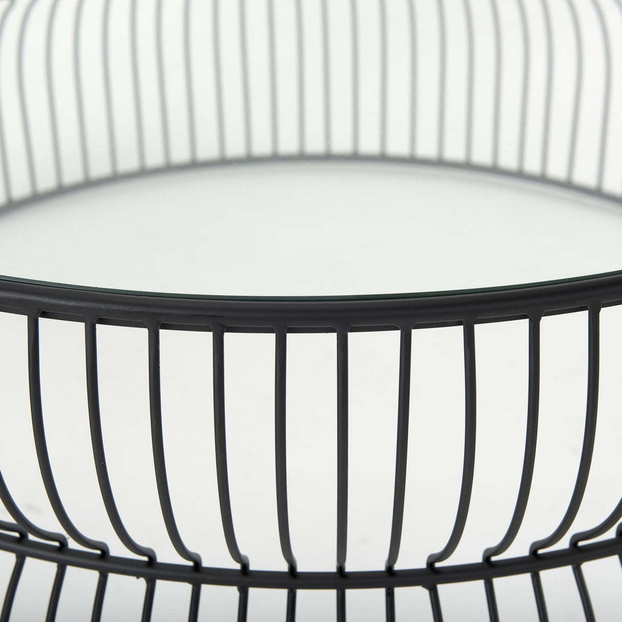 Mercana Shani Round Black Metal w/ Glass Coffee Table