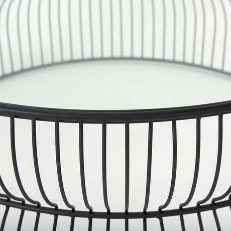 Mercana Shani Round Black Metal w/ Glass Coffee Table
