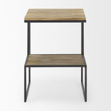Mercana Ronin 22"H Square 2-Tier Wood w/ Black Metal Accent Table