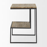 Mercana Ronin 22"H Square 2-Tier Wood w/ Black Metal Accent Table