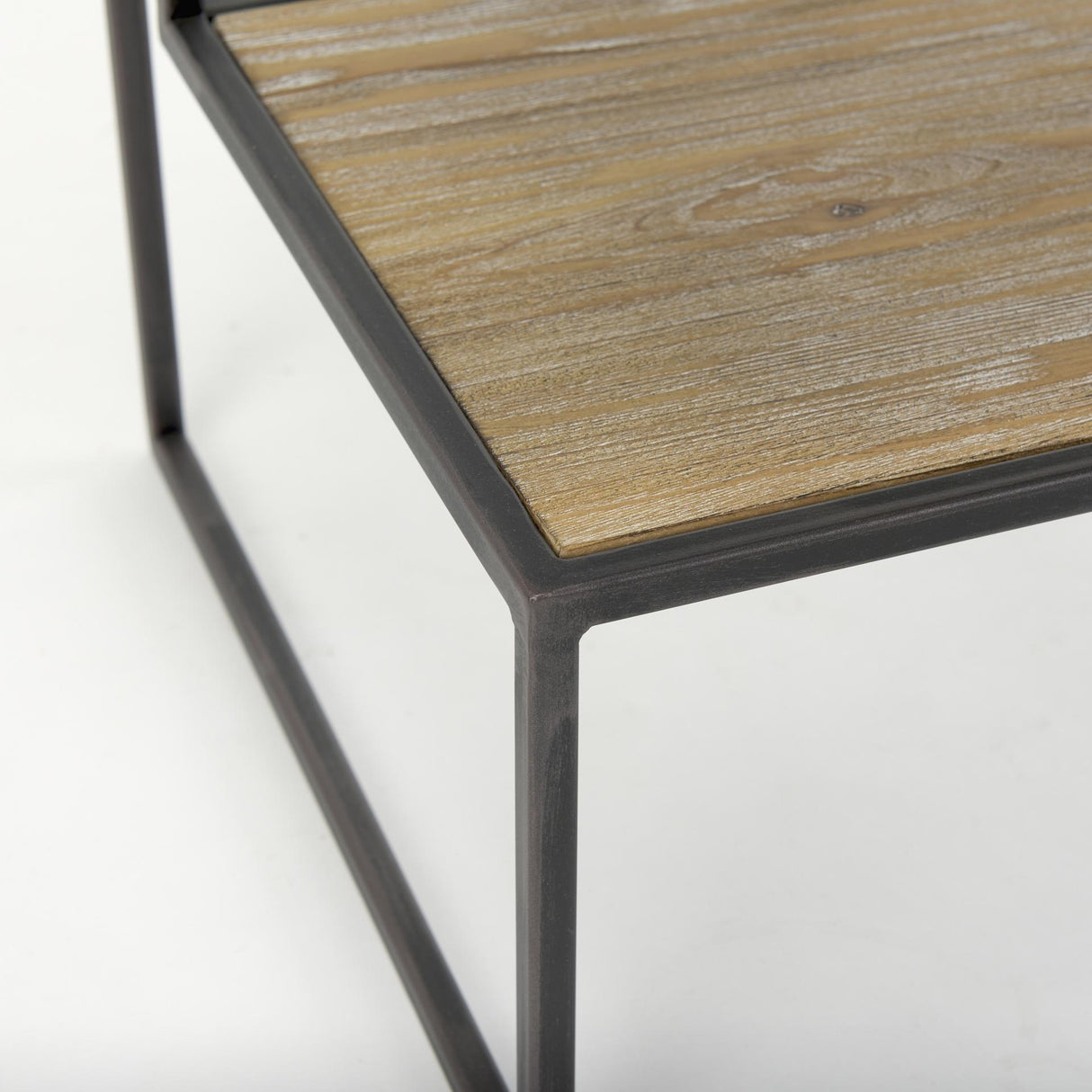 Mercana Ronin 22"H Square 2-Tier Wood w/ Black Metal Accent Table