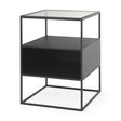 Mercana Samson 15.7L x 15.7W x 21.3H Side Table Matte Black Metal and Glass