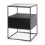 Mercana Samson 15.7L x 15.7W x 21.3H Side Table Matte Black Metal and Glass