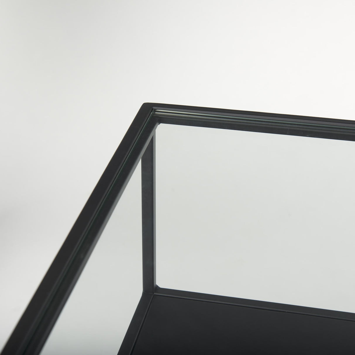 Mercana Samson 15.7L x 15.7W x 21.3H Side Table Matte Black Metal and Glass