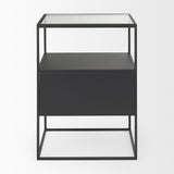 Mercana Samson 15.7L x 15.7W x 21.3H Side Table Matte Black Metal and Glass