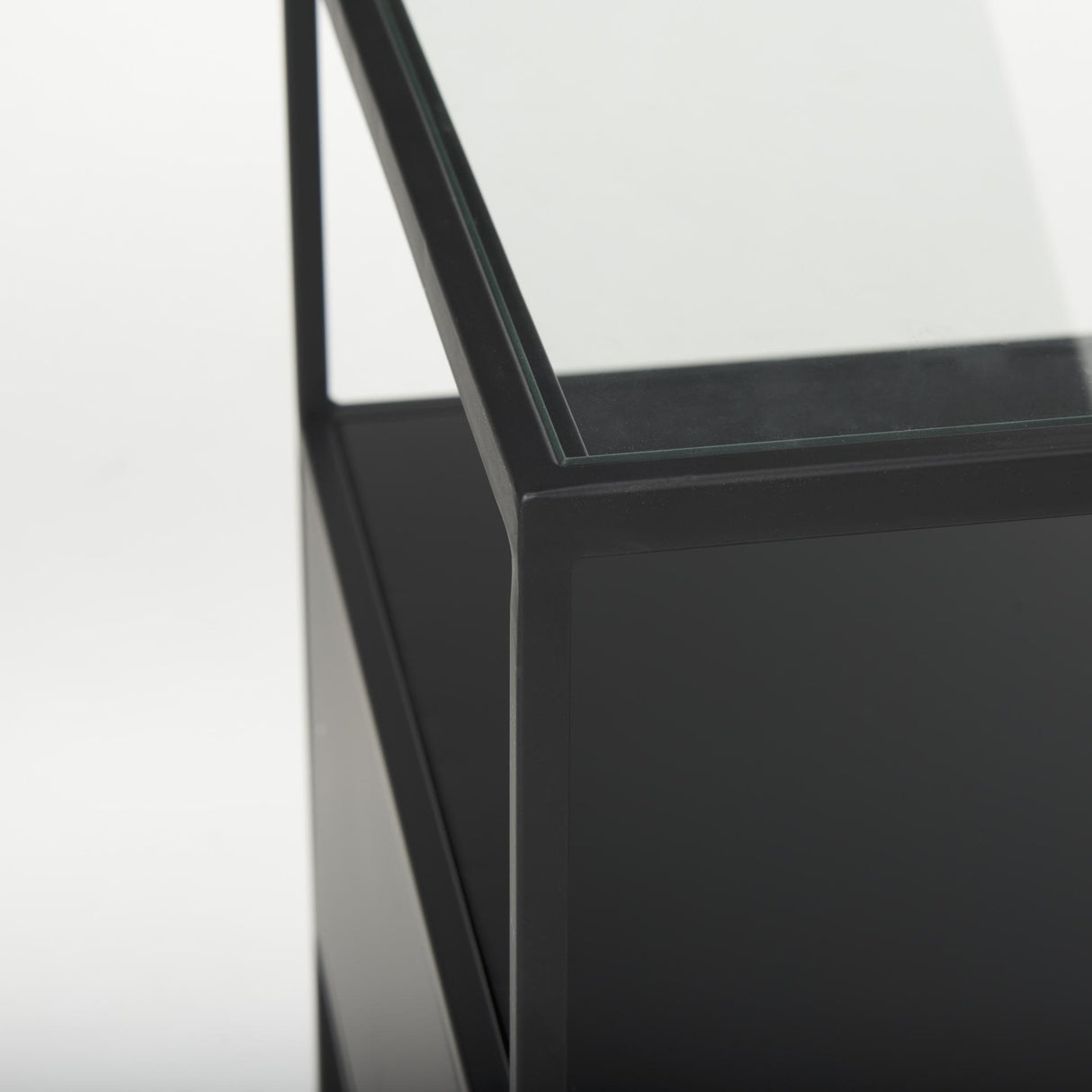 Mercana Samson 15.7L x 15.7W x 21.3H Side Table Matte Black Metal and Glass