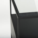 Mercana Samson 15.7L x 15.7W x 21.3H Side Table Matte Black Metal and Glass