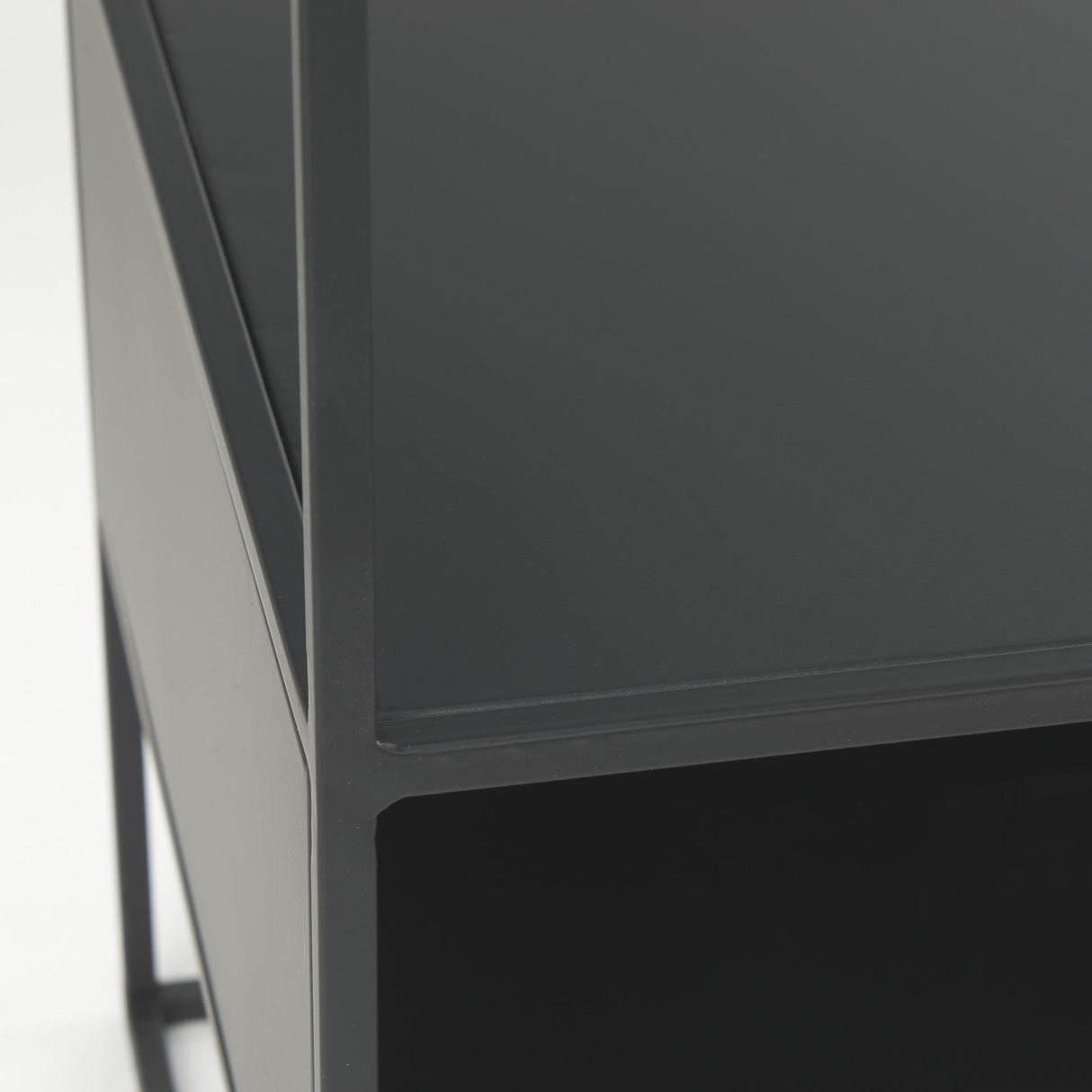 Mercana Samson 15.7L x 15.7W x 21.3H Side Table Matte Black Metal and Glass