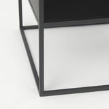 Mercana Samson 15.7L x 15.7W x 21.3H Side Table Matte Black Metal and Glass