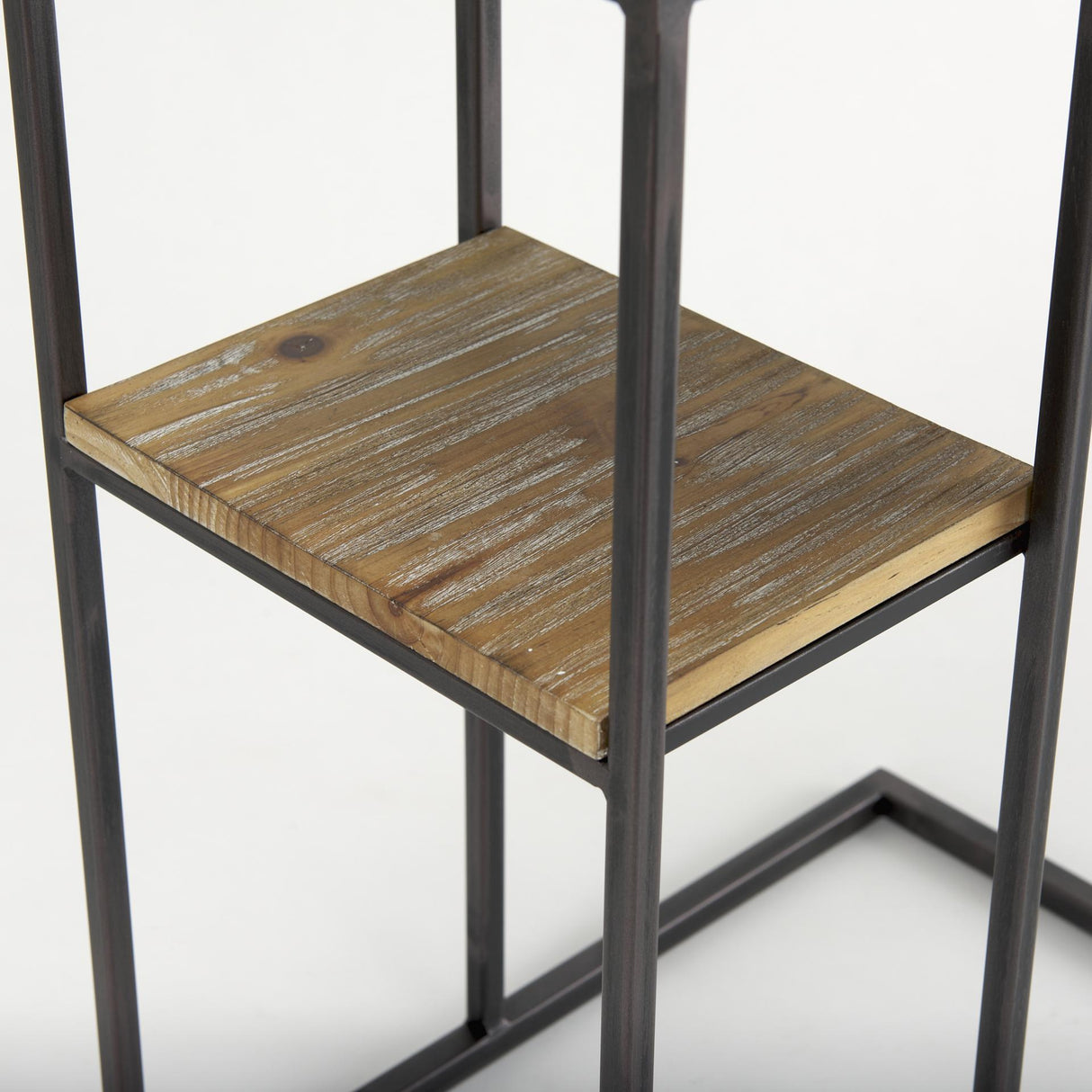 Mercana Ronin 25"H Rectangle 2-Tier Wood w/ Black Metal Accent Table