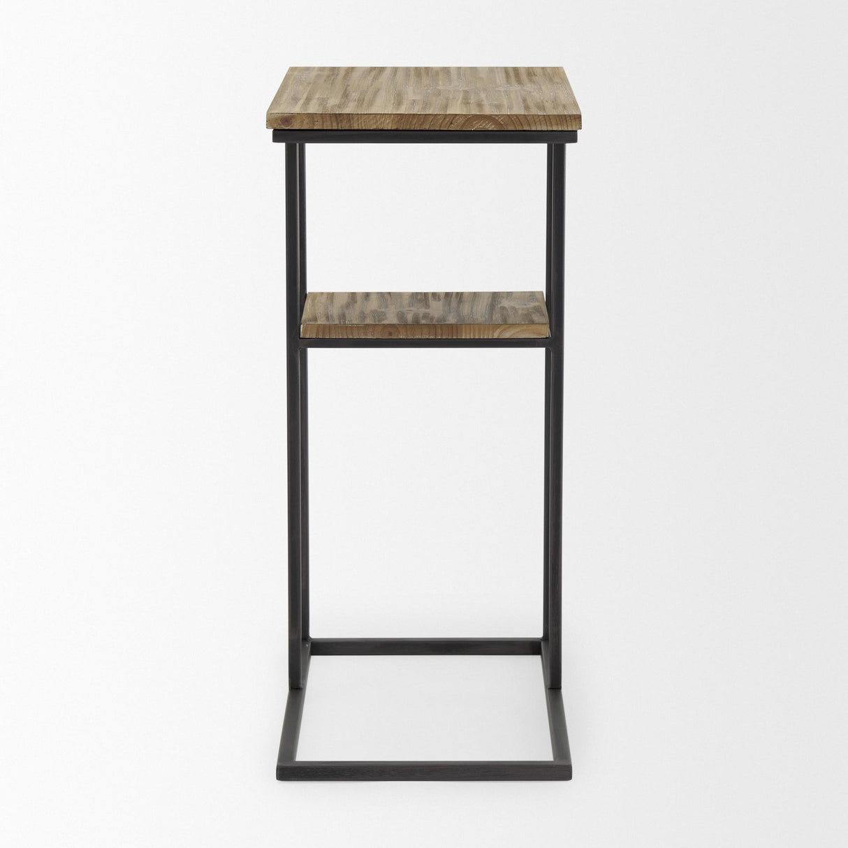 Mercana Ronin 25"H Rectangle 2-Tier Wood w/ Black Metal Accent Table