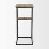 Mercana Ronin 25"H Rectangle 2-Tier Wood w/ Black Metal Accent Table