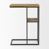 Mercana Ronin 25"H Rectangle 2-Tier Wood w/ Black Metal Accent Table